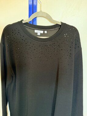 Black, beaded, long sleeve, women's top, size: L, Brand: Chico's